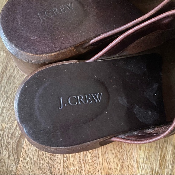 Vintage J. Crew Platform Leather Tassel Clogs Brown - Picture 6 of 7